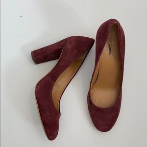 J. Crew factory olive suede pumps